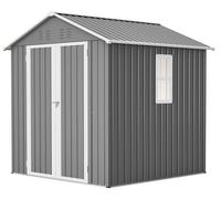 Abri de jardin en métal - Grange de jardin - Maisonnette de jardin - Range-outils - Armoire de jardin - Gris - Toit double imperméable