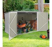 Abri De Jardin En Métal Gris Clair Verrouillable Multi-Rangement Stockage Vélos Outils Poubelles Gris