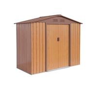 Abri de jardin en métal - Houtland. 2.71 m² chêne - Cabane à outils avec double portes coulissantes. kit de fixation sol inclus. L
