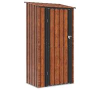Abri de jardin en métal marron 103x74x200 cm avec serrure et toit en pente | Métal résistant à la corrosion, design résistant aux intempéries, évacuation efficace de l'eau, montage facile