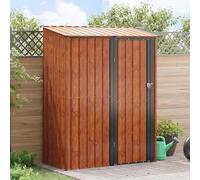 Abri de jardin en métal marron 153,5 x 86 x 200 cm avec toit incliné et mécanisme de serrure pour un rangement sûr des outils de jardin, construction résistante à la rouille pour une utilisation