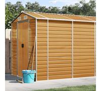 Abri de jardin en métal marron clair, 191 x 980 x 198 cm, abri de jardin en acier galvanisé avec toit incliné, auvent extérieur pour outils, bois de chauffage, équipement de camping