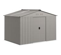 Abri de jardin 5,4 m² - cabanon double porte coulissante - fondation incluse - 277 x 195 x 192 cm - tôle d'acier ondulée gris