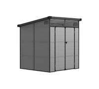 Abri de jardin - Outsunny - avec fenêtres, 2 évents et double porte verrouillable - polypropylène - 190 x 191 x 215 cm - gris
