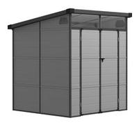 Abri de jardin - Outsunny - avec fenêtres, 2 évents et double porte verrouillable - polypropylène - 190 x 191 x 215 cm - gris