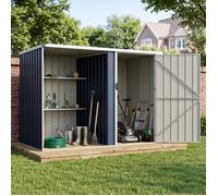Abri de Jardin Extérieur 232x126x161cm COSTWAY-2 Étagères Ouvertes-Compartiment à Porte Verrouillable-Poubelles, Outils et Vélos