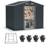 Abri de Jardin Extérieur en Acier Galvanisé 3,66m² 226 x 162cm COSTWAY-Base en Métal-2 Portes Coulissantes-4 Aérations-Toit Incliné