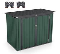 Abri de Jardin Extérieur en Métal COSTWAY-1 52 m² 159 x 95 5 cm-Couvercle Ouvert à 40ﾟavec Barres d'Air-2 Portes avec Loquet-Vert