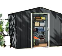 Abri de jardin extérieur, structure métallique, 2 portes coulissantes, gris, 236 x 174 x 190 cm