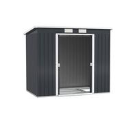 Outsunny Abri de Jardin en Acier galvanisé L 2,77 m² avec kit de Fondation 213 x 130 x 172 cm, cabane de Jardin cabanon Rangement Outils Portes coulissantes verrouillables et aérations, Gris foncé