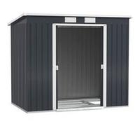 Abri de jardin - fondation incluse - cabanon 2 portes coulissantes - 213 x 130 x 172 cm - tôle acier anthracite Anthracite