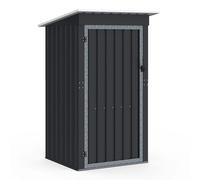 Abri De Jardin Gris En Acier Galvanisé 100 X 95 X 160 Cm Avec Toit Incliné 1 Porte
