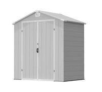 Abri de Jardin JUMMICO, Hangar de Rangement de 4.7 m³ en Plastique Aspect Bois, 185 x 121 x 210 cm, résistant aux intempéries et aux UV pour vélos, Outils de Jardin, Tondeuse à Gazon, Gris Clair