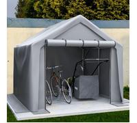 Abri de Jardin Kimfead 5,88 m² - Garage à Vélos et Moto 244x241x217 cm - Tente de Stockage Souple en PE 170 g/m² - Gris
