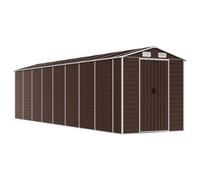 Abri de jardin marron 191 x 725 x 198 cm en acier galvanisé | 4 ouvertures d'aération, toit incliné, poignées de porte, pour bois de chauffage et outils de jardin