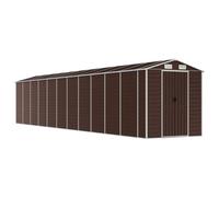 Abri de jardin marron 191 x 980 x 198 cm en acier galvanisé | 4 ouvertures d'aération, toit incliné, résistant à la rouille, pour bois de chauffage et outils de jardin