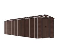 Abri de Jardin Marron 191x810x198 cm Acier Galvanisé | Acier galvanisé,4 bouches d'aération,toit en pente,poignées de porte,rangement bois de chauffage,outils de jardin,meubles
