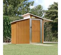 Abri De Jardin Marron 270x130x208,5 Cm Acier Galvanisé | Rangement extérieur spacieux, porte avec poignée, aération pratique, panneau transparent sur le toit