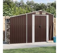 Abri de jardin marron 277 x 93 x 179 cm en acier galvanisé | Support pour bûches de chauffage, grande surface, 2 ouvertures d'aération, toit incliné, poignées pratiques
