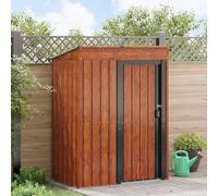 Abri de jardin marron en métal, 137 x 81 x 180 cm, résistant aux intempéries, avec espace de rangement pour outils et vélo, verrouillable, idéal pour terrasse, cour et utilisation extérieure