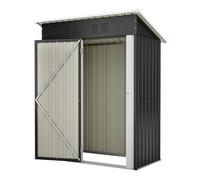 Abri de Jardin Métal 152x84x182 cm - Cabane de Jardin Extérieur & Cabanon avec Toit Plat, Porte Verrouillable, 1,27 m² de Rangement, sans Fenêtre, Petit Abri de Jardin, Noir