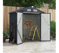 Abri de Jardin Métal 2,08㎡ 193x108x196 cm COSTWAY Galvanisé Sol de Base Inclus,4 Ventilations,Portes Verrouillables Étanche Jardin