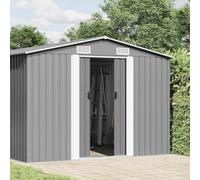 Abri De Jardin Métal 257x489x181 cm Acier Zingué Gris avec Porte | Acier galvanisé, revêtement en poudre, ventilation, double porte coulissante, montage sur surface plane pour outils