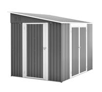 Abri de Jardin Métal 4,5 m² avec Plancher, Cabanon Extérieur Imperméable | Toit en pente, acier galvanisé anti-UV, double porte + latérale avec cadenas - pour vélos, outils et terrasse