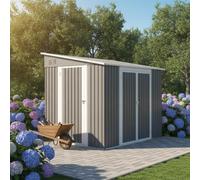 Abri de Jardin Métal 5m2 262x180x201cm, Cabanon 2 Portes + Latérale | Sol inclus + double porte verrouillable : accédez aux outils sans déplacer la tondeuse, acier galvanisé anti-rouille.