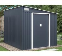 Abri de jardin métal adossé en acier galvanisé anthracite 5,49 m² - DAUSTIN