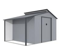 Habitat et Jardin – Abri de jardin métal avec pergola Madras – 9,12 m² (257×355×237 cm) – Gris