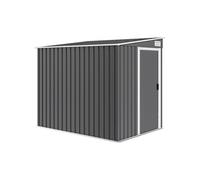 Abri de jardin métal cabanon 2,81 m² dim. 2,06x1,54x1,6/1,81Hm - porte, 2 étagères, 2 crochets, fondation incluse - acier gris
