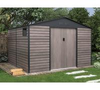 Abri de jardin métal en acier galvanisé effet bois gris 10,98 m² - ADELMO