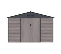 Abri de jardin métal en acier galvanisé effet bois gris 13,12 m² - ADELMO