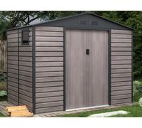 Abri de jardin métal en acier galvanisé effet bois gris 5,40 m² - ADELMO