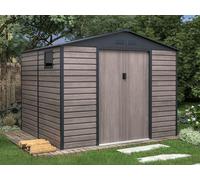 Abri de jardin métal en acier galvanisé effet bois gris 7,17 m² - ADELMO
