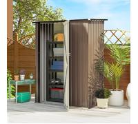 Abri de jardin métal marron 1 07 m² Toit en pente 142x84x189 cm Cabanon acier avec porte verrouillable Remise à outils extérieur