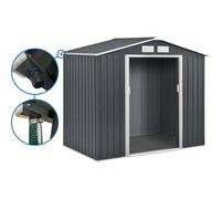 Abri De Jardin Métal - "Vegas" - 2,7 M² Avec Gouttière - Gris Gris