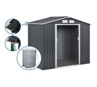 Abri De Jardin Métal - "Vegas"- 4.07 M² Avec Gouttière Et Récupérateur D'eau - Gris