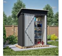 Abri de jardin métallique toit plat 152x84x182 cm hangar à outils noir 1 27 m² espace de rangement porte verrouillable