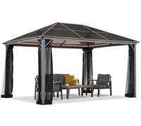 Abri de jardin Milos 3x4m avec moustiquaire Garden Point gris