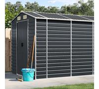Abri de jardin multifonction en acier galvanisé anthracite, 191 x 640 x 198 cm, avec 4 ouvertures d'aération et poignées pratiques pour un accès facile.