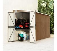 Abri de jardin mural - AKOZON - Marron - Acier galvanisé - 118x288x178 cm - Double ouverture