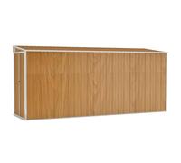 Abri De Jardin Mural Marron 118 X 382 X 178 Cm Acier Galvanise | Toit En Pente, Portes A Double Ouverture, Poignee Verrouillable, Range Outils Et Mobilier