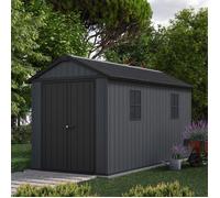 Keter Newton Plus Abri de jardin extérieur, résine Evotech, aspect bois, avec fenêtres, lucarne et peut être fermé (7513)