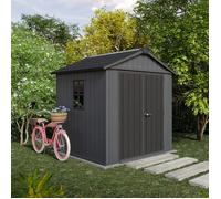 Keter Abri de jardin Newton 757, 223,8 x 230 x 246 cm, 4,4 m², gris ardoise, polyvalent, avec ventilation et double porte verrouillable