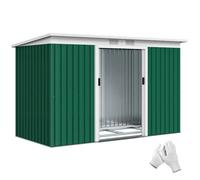 Abri de jardin - remise pour outils - cabanon portes verrouillables - dim. 2,8L x 1,3l x 1,72H m - tôle d'acier vert blanc