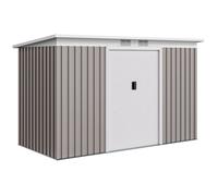 Outsunny Abri de Jardin 3,6 m² Remise à Outils avec kit de fondation en Acier galvanisé avec Portes coulissantes, dim. 280L x 130l x 172H cm, Gris clair