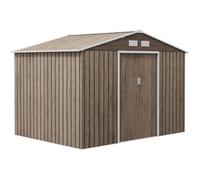 Outsunny Abri de Jardin Acier Galvanisé XXL 5,4 m² Kit Fondation Marron | Kit de Fondation, Cabane de Jardin, Cabanon Rangement Outils, Portes Coulissantes Verrouillables, 4 Aérations, 277x195x192cm