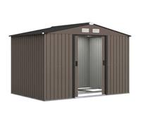 Abri de jardin - Outsunny - 5,4m² - kit de fondation, porte coulissante verrouillables 4 aérations - 277x195x192cm - marron